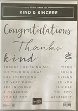 NEW Stampin' Up Kind  Sincere Cling Stamp Set - SHIPS IMMEDIATELY 