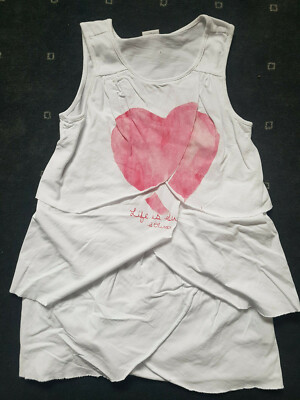 S.Oliver Top weiss long shape Herz Layer 128/134 Volants Shirt Mädchen
