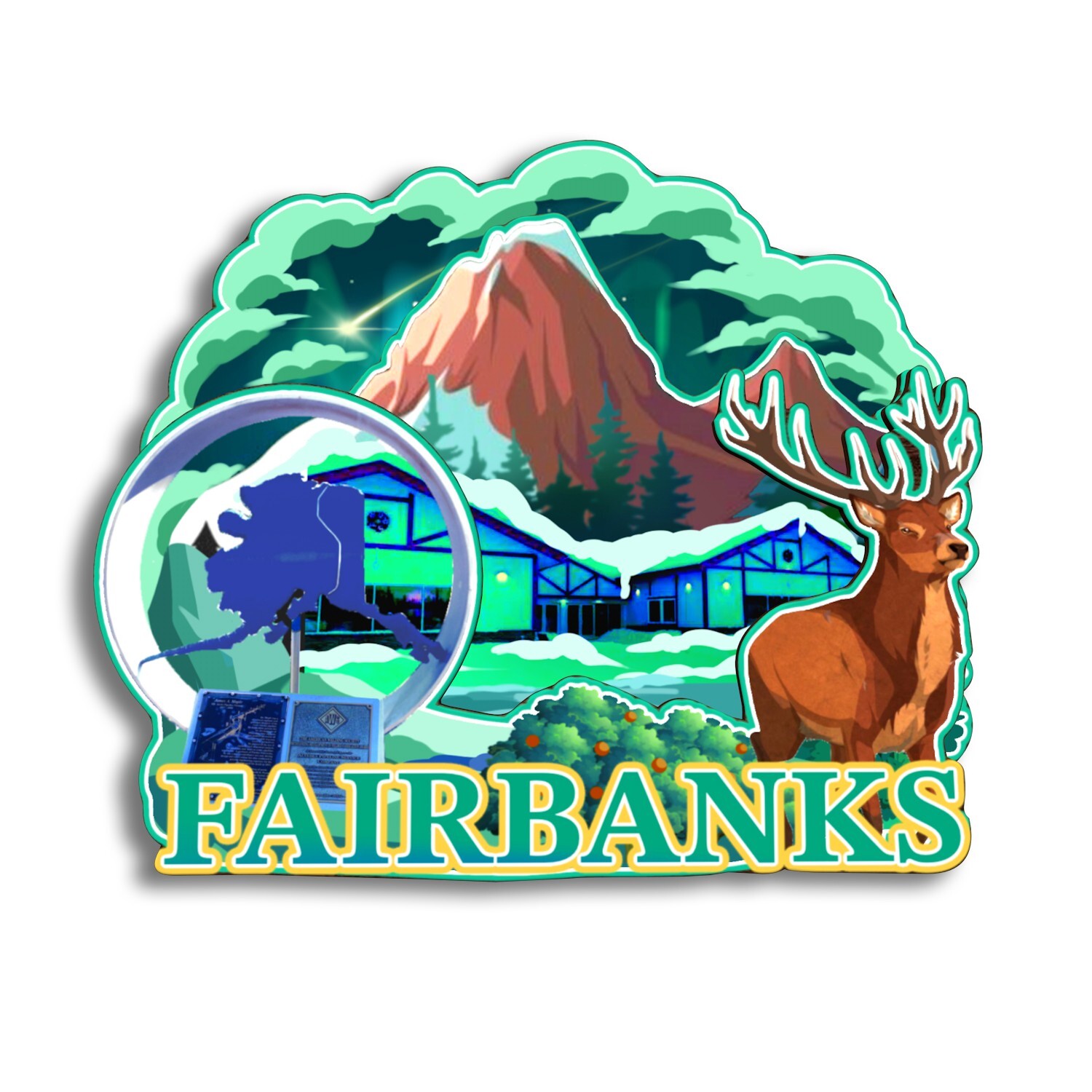 Fairbanks Alaska USA America Refrigerator magnet 3D travel souvenirs wood craft