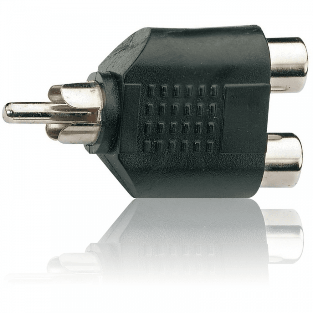 UKDJ RCA Phono Male Plug to Twin RCA Phono Female Socket Adaptor Splitter PP