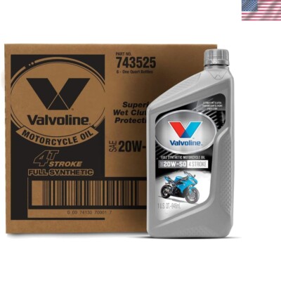 High Performance SAE 20W-50 Motor Oil 6 Quarts - Anti-Friction Formula for Bikes