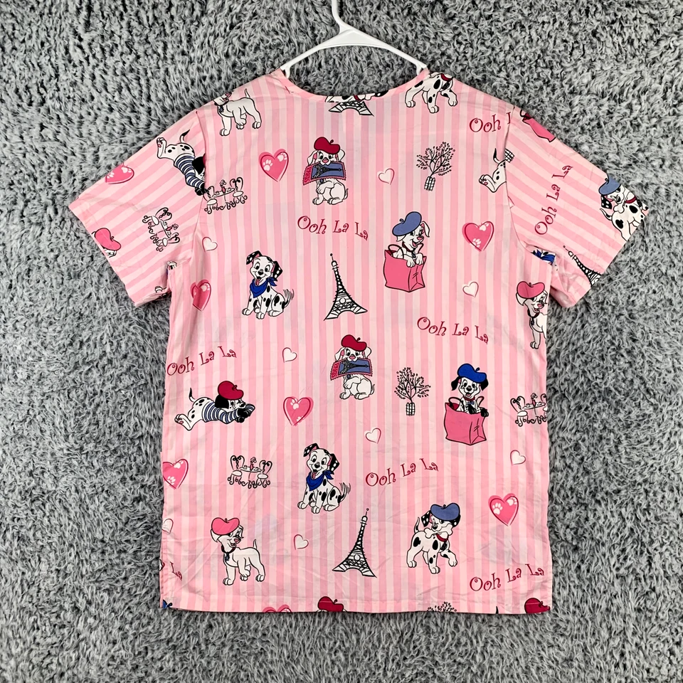 Blusa Médica Disney Mujer Pequeña Rosa 101 Dálmatas en París Dibujos Animados Médicos *78 Foto 2 de 4