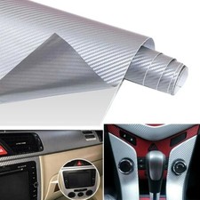 Pellicola Trama Carbonio Argento 3d Adesiva 30x127Cm Wrapping Auto Moto Silver 