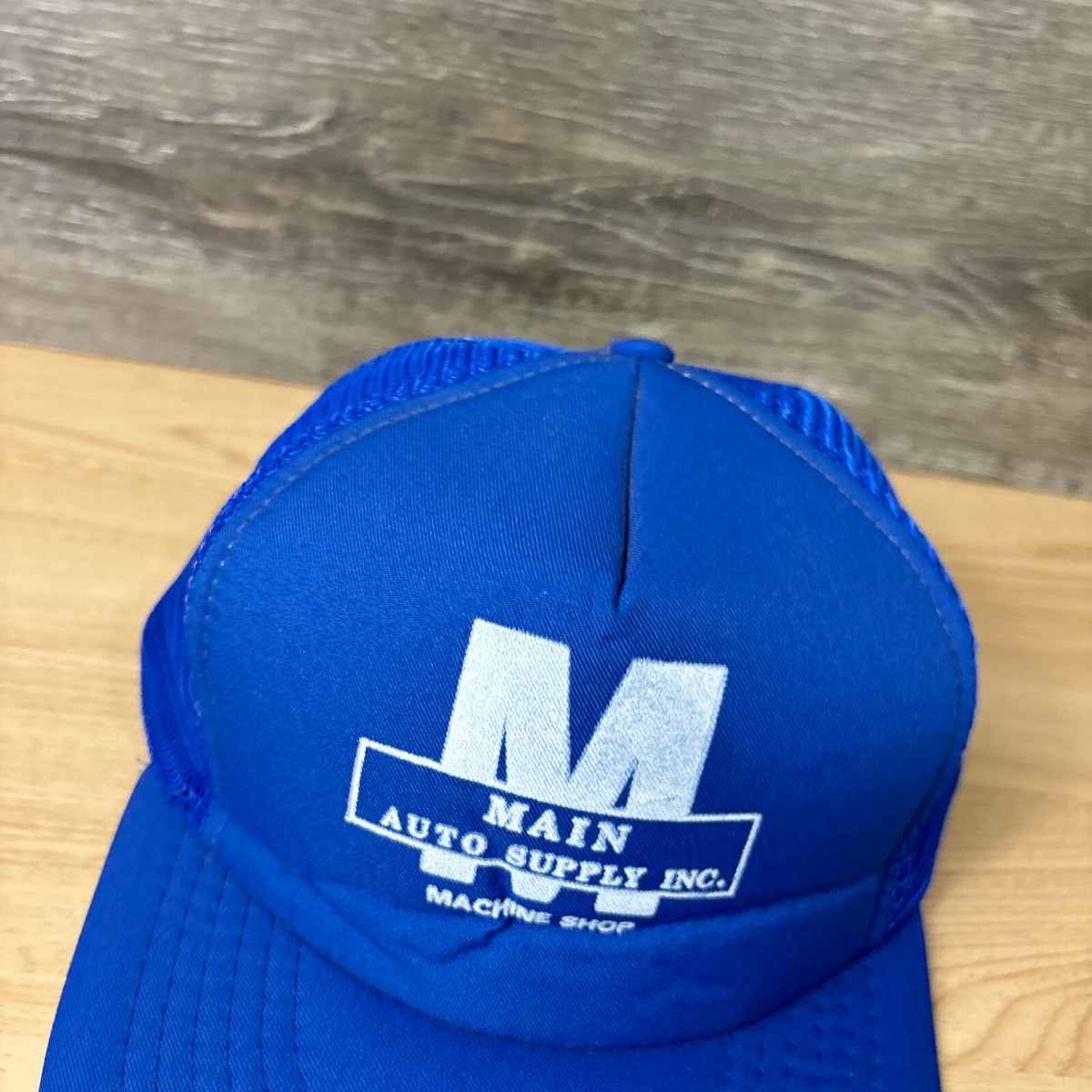 Vintage Main Auto Supply Hat Cap Snapback Blue Trucker Machine Shop Adjustable View 3