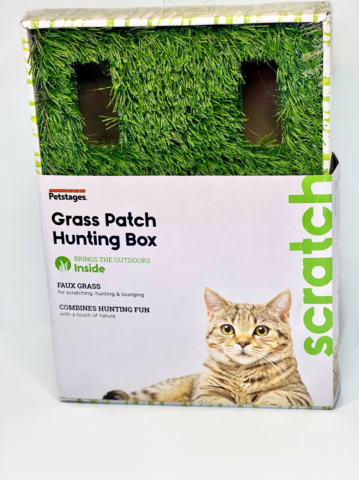 Cat Grass Patch Hunting Play Box Jingle Balls Petstages Faux