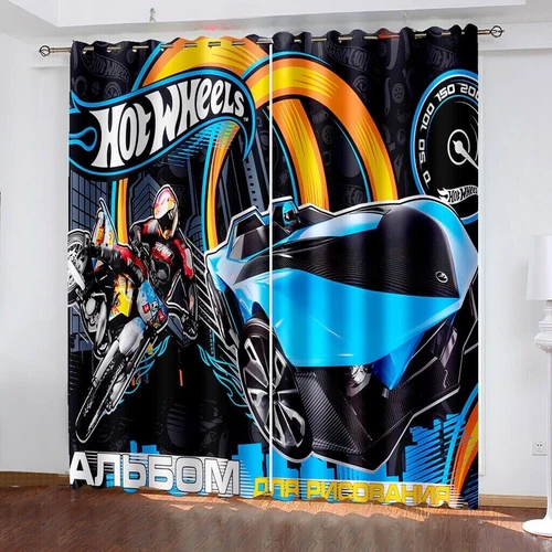 Kids Boys 3D Hot Wheels Bedroom Drapes Cartoon Blackout Curtains Ring Top Eyelet - Picture 18 of 20