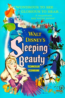 1959 Walt Disneys Sleeping Beauty Movie Poster 11X17 Princess