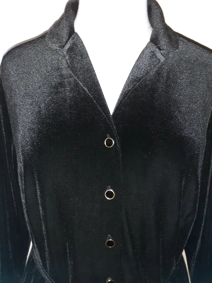 NUEVO ANNE KLEIN Vestido Talla Grande 14W Línea A Negro Elastizado Terciopelo Manga Larga Midi Foto 2 de 4