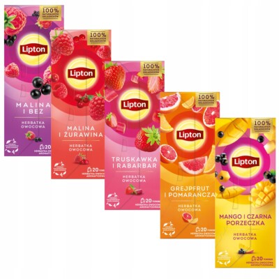 LIPTON Fruit Teas in Pyramids 20 pcs / Mango , Raspberry, Orange etc