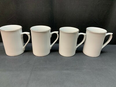 Set of 4 ~ Gibson Everyday Designs ''GOLD BAND'' Mugs ~ 11 oz ~ 4 1/2'' Tall