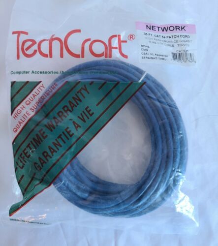 TechCraft 35ft Cat5e Patch Cord RJ45 UTP Cable 350 MHz - Picture 1 of 3