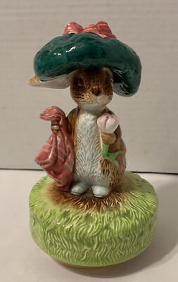 Beatrix Potter Benjamin Bunny Ceramic Schmid Music Box 1977