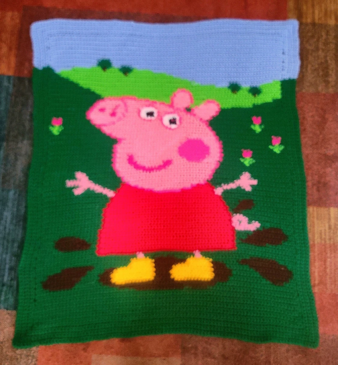 Adorable Peppa Pig Crocheted Child s Throw