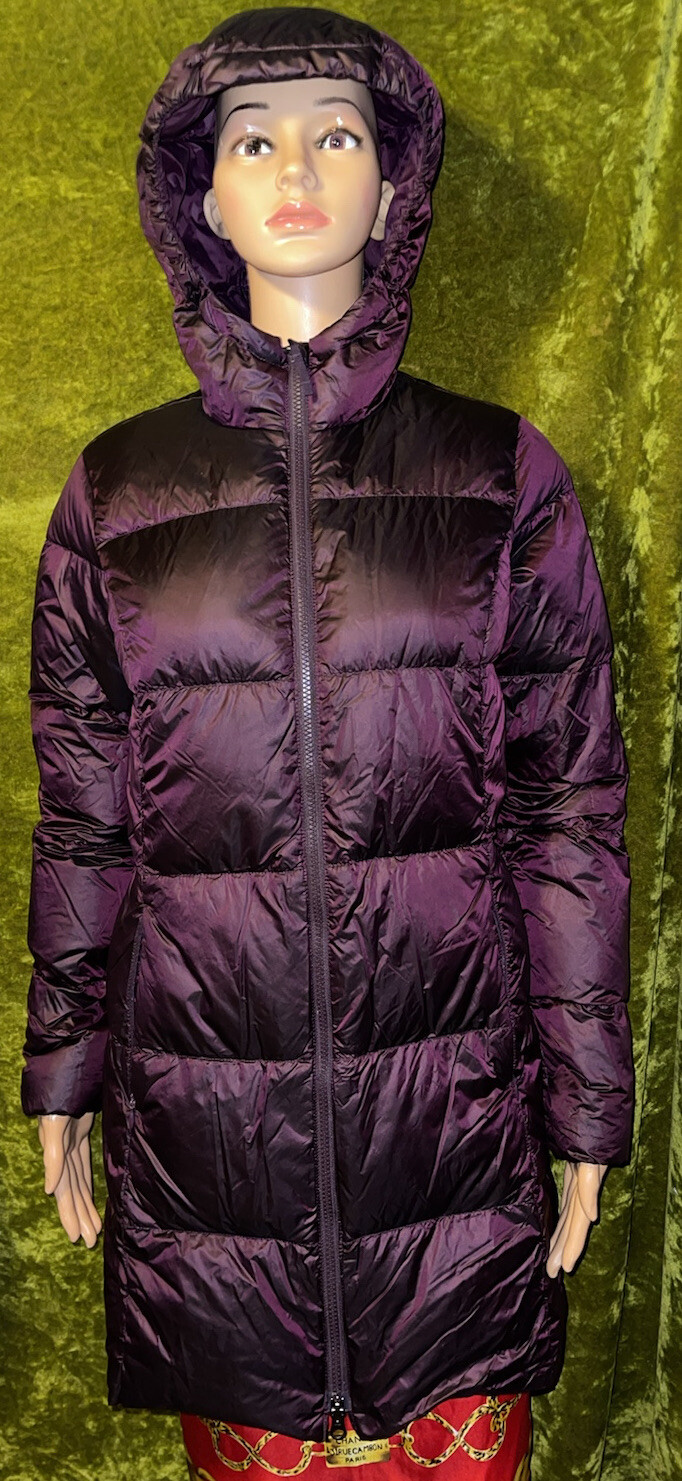 Eddie Bauer EB550 Womens Luna Peak Eggplant Purple Hooded Down Puffer Parka Sz S eBay
