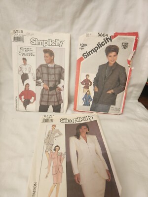 Simplicity Patterns Dresses Blazers Blouses 80's 8433 5664 8235