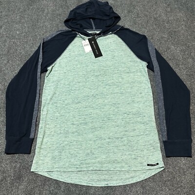 NEW Ocean Current Hoodie Womens Large Blue Green Cotton Blend Pullover