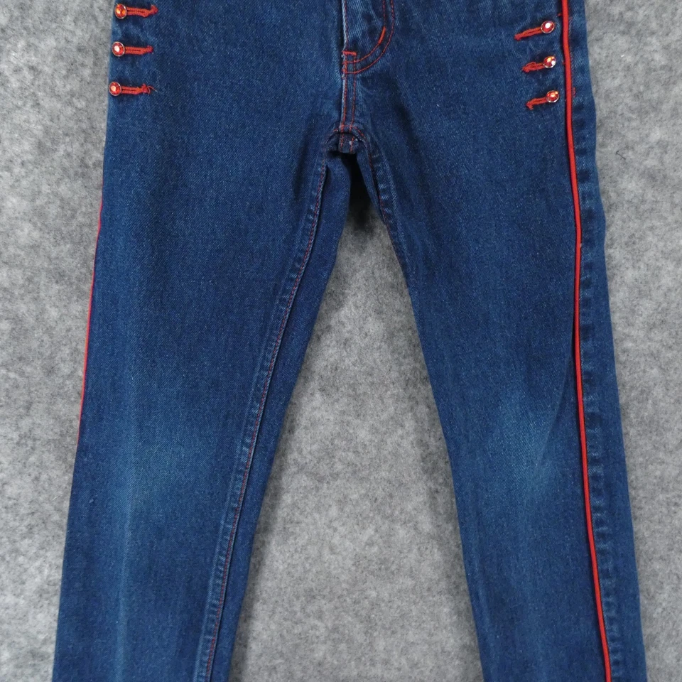Jeans Lawman Jóvenes Niñas 7 Rectos Tiro Alto Lavado Mediano con Borde Rojo De Colección Foto 4 de 4