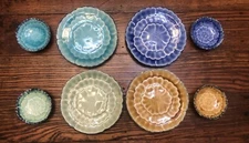 Andrea by Sadek Chopsticks Round Lotus Flower Sushi Set Earthenware