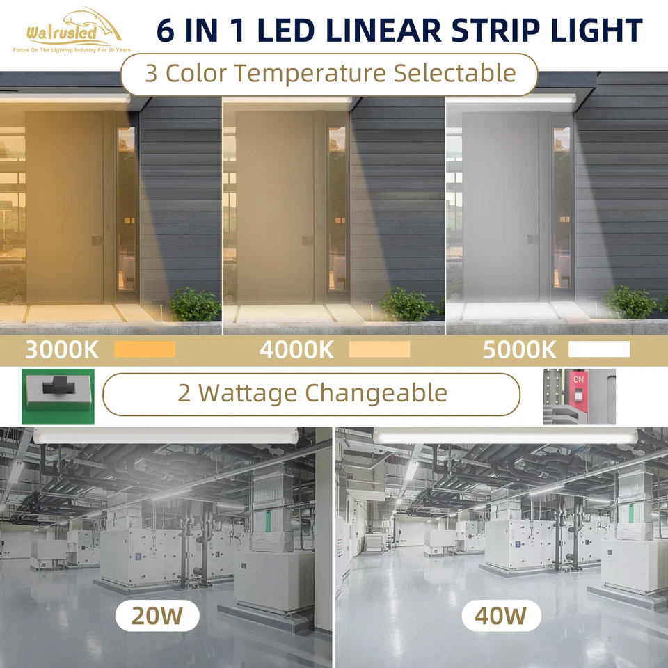 4 Foot LED Strip Emergency Stairwell Ceiling Light Battery Backup Fixture, ETL - Image 3 of 4