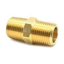 1/2" NPT Thread Male Brass Hex Nipple pipe fitting air fuel water  - FA818