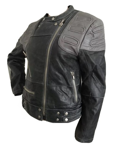 TOPSHOP UNIQUE RARE GREY LEATHER MOTO BIKER JACKET S/M UK 8-14 EU 36-42 NEW £350 - Picture 4 of 12