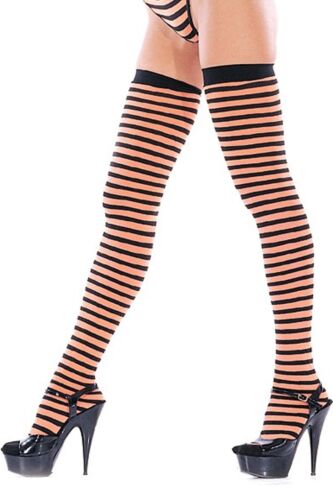OPAQUE STRIPED THIGH HIGH STOCKINGS Music Legs 4741 - Picture 1 of 10