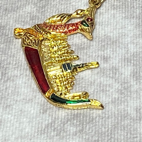 Golden Dragon Boat Keychain With Intricate Temple Design & Red/Green Details - Picture 7 of 9