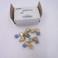 5 Pack Parker 1/4" Compression x 1/8" MNPT Brass A-Lock 90° Elbows 4MSEL2N-B-GR