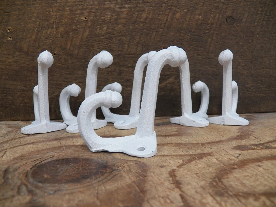 6 de GANCHOS PARA ABRIGO Escolar BLANCO Doble Bellota Estilo Antiguo Herrajes de Pared de Hierro Fundido Foto 2 de 4