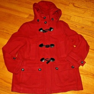 red wool toggle coat