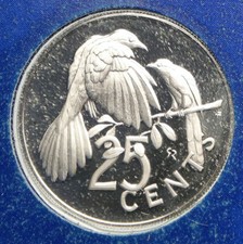 1975 British Virgin Islands Queen Elizabeth II BIRD Proof 25 Cents Coin i93935