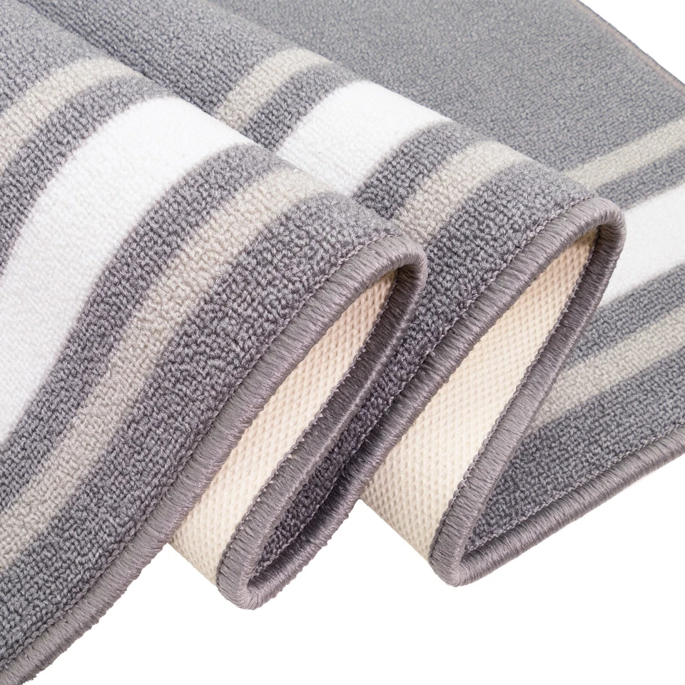 Alfombra de corredor gris diseño con bordes antideslizante lavable tamaño personalizado Foto 3 de 4