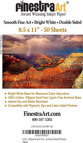8.5" X 11" Smooth Fine Art Archive Bright White Double Sided