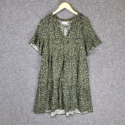 Sussan Womens Dress Size 10 Green Animal Print Linen Blend | eBay Australia