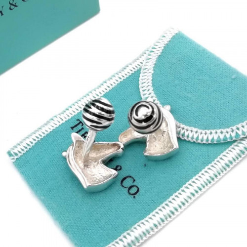 Vintage Tiffany & Co. Zebra Cuff Links Silver 925 Black Vintage Tiffany & Co. Zebra Cuff Links Silver 925 Black