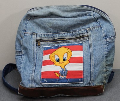 vintage denim backpack