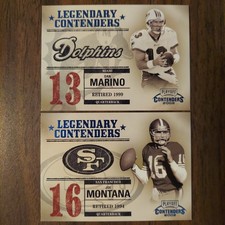 2 Dan Marino LC2 & Joe Montana LC10  2002 Playoff LEGENDARY Contenders NFL Cards
