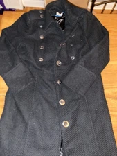 KENAR Jacket Womens XL Black 70% Wool Long Sleeve Coat Pockets Modern Comfort