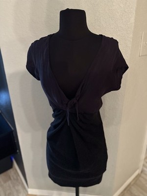 DIANE Avon FURSTENBERG Silk/Wool Deep Purple/Black Mini Dress Sz XS