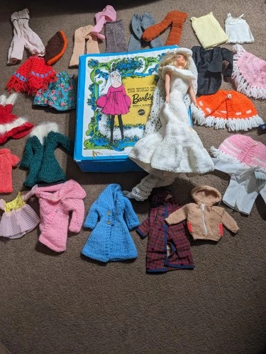 Vtg 1968 Mattel The World of Barbie Doll Case +  Doll + Clothes + Accessories