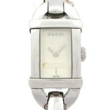 Auth GUCCI Bamboo 6800L 0****** Brown Silver Women's Wrist Watch