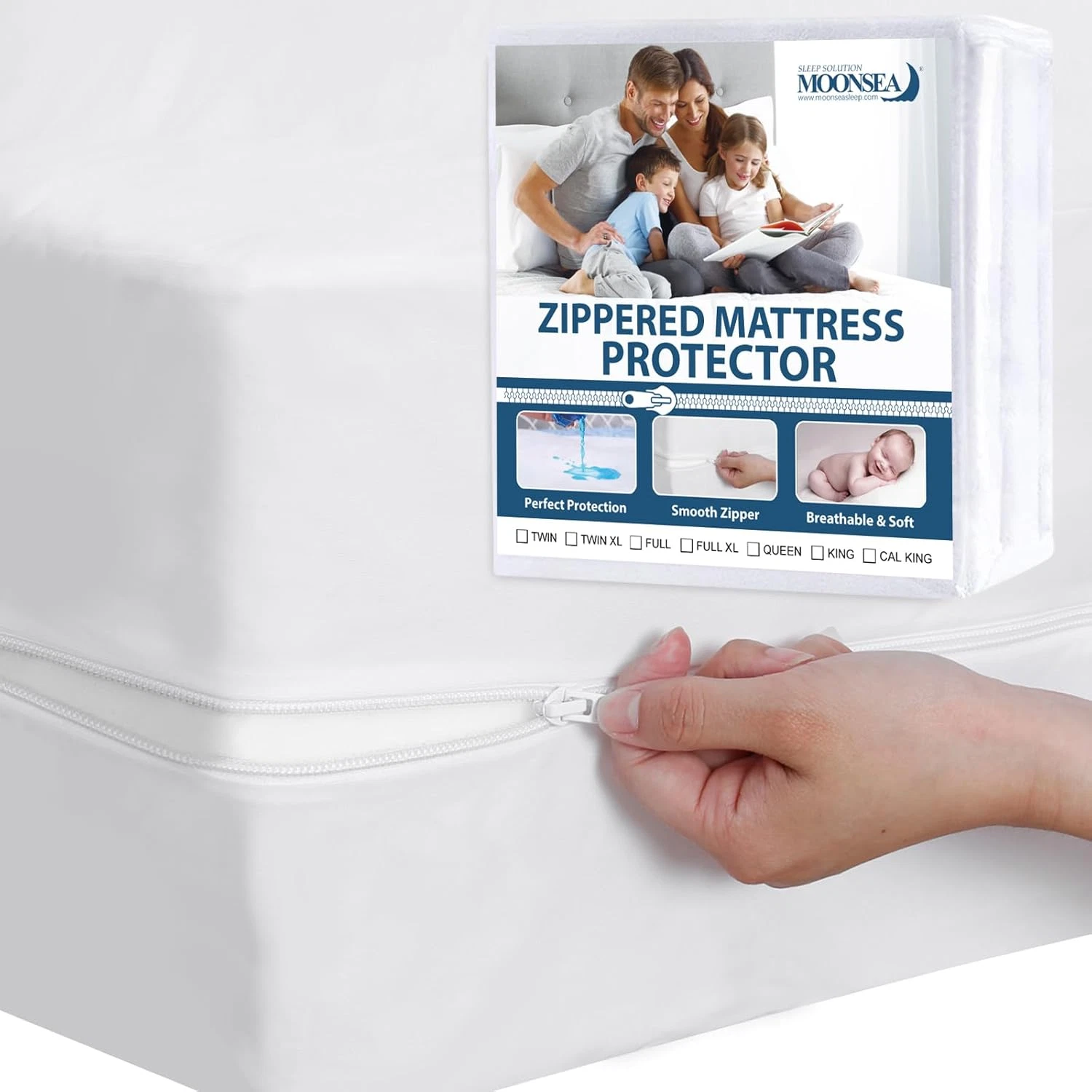 Zippered Waterproof Mattress Protector Twin, 6-Side Waterproof Mattress Encaseme