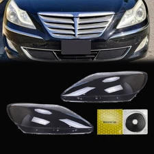 For Hyundai Genesis 2012-2014 Pair Left&Right Headlight Lens Cover+Sealant Glue