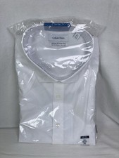 New Calvin Klein Wrinkle Free Slim Tall 18 1/2 36/37 2XL White Dress Shirt