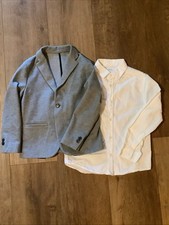 Zara Boys Gray Soft Knit Blazer and White Button Up Shirt Size 9