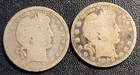 1899-O+1899- Lot Of 2 Barber Quarters 90%silver
