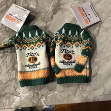 2 Tito’s Handmade Vodka Bottle Mini Sweater Holiday 2025 Ugly Christmas