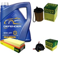 Mann Inspektionspaket 5L Mannol Defender 10W-40 FüR CitroëN C3 I 1.4 Hdi C2 Nemo