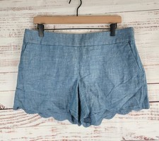 Loft Shorts Women 8 Linen Blue Mid Rise The Riviera Short Chino Pockets Casual