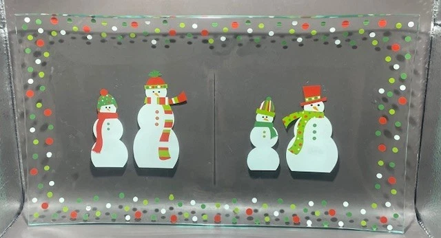 Plato para servir muñeco de nieve de vidrio de chef mimado con 4 platos redondos para aperitivos Foto 2 de 4